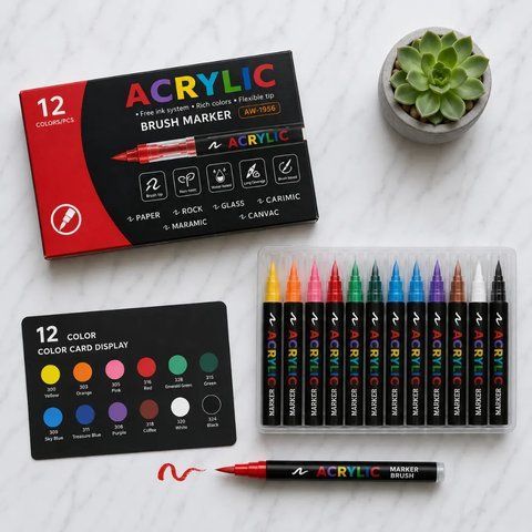 Акрилові маркери ACRYLIC (12 шт) MARK12 фото